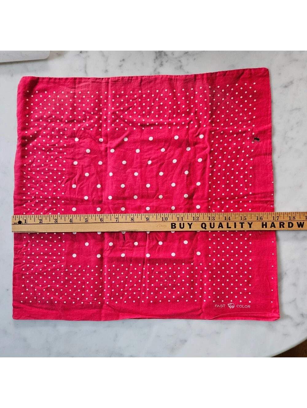 Vtg Fast Color Bandana Trunk Down Elephant Red White Polka Dot 17 